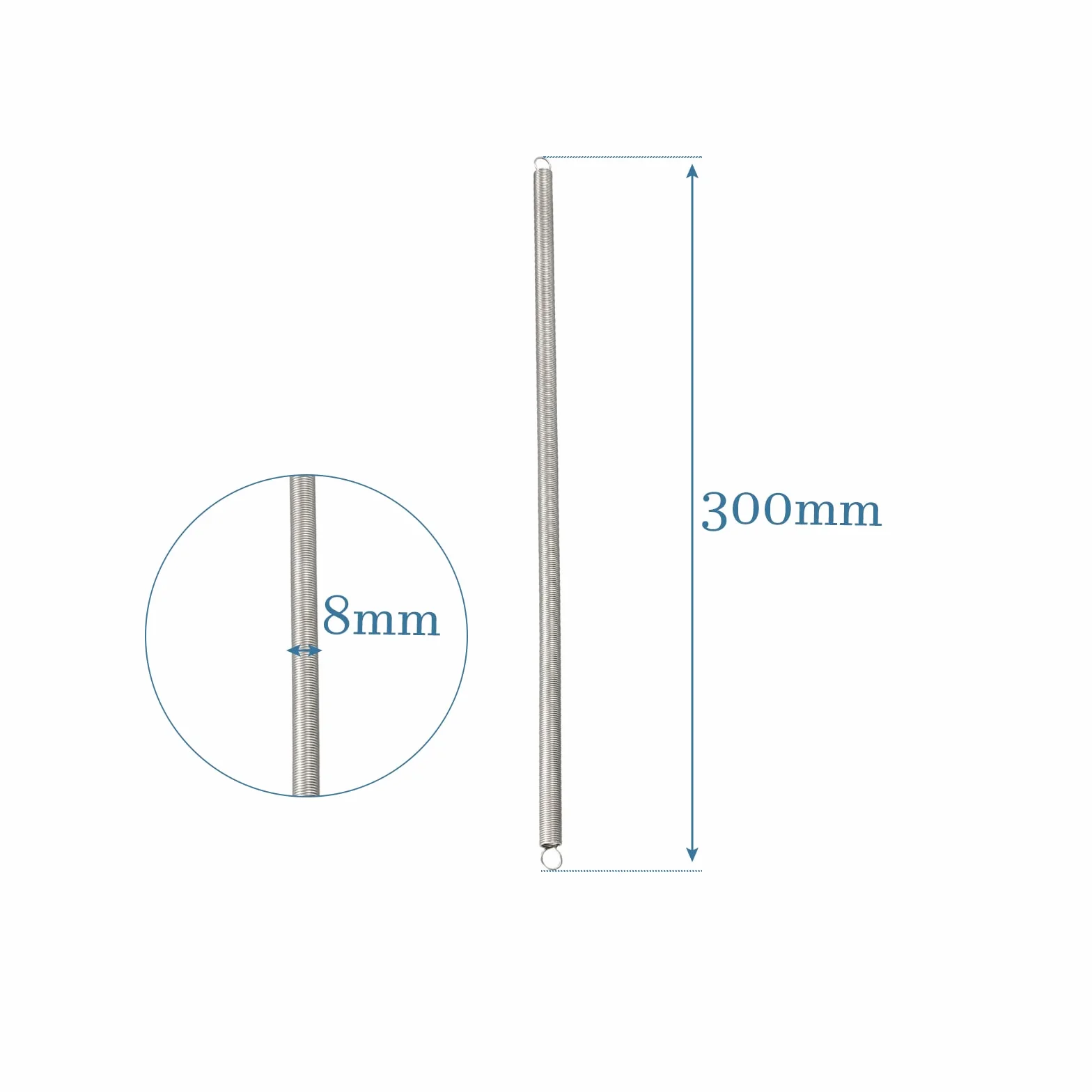 QUARKZMAN 0.8mmx8mmx300mm Estensione Tensione Molla Inossidabile Acciaio Doppia Gancio Molle per Macchine Industriali