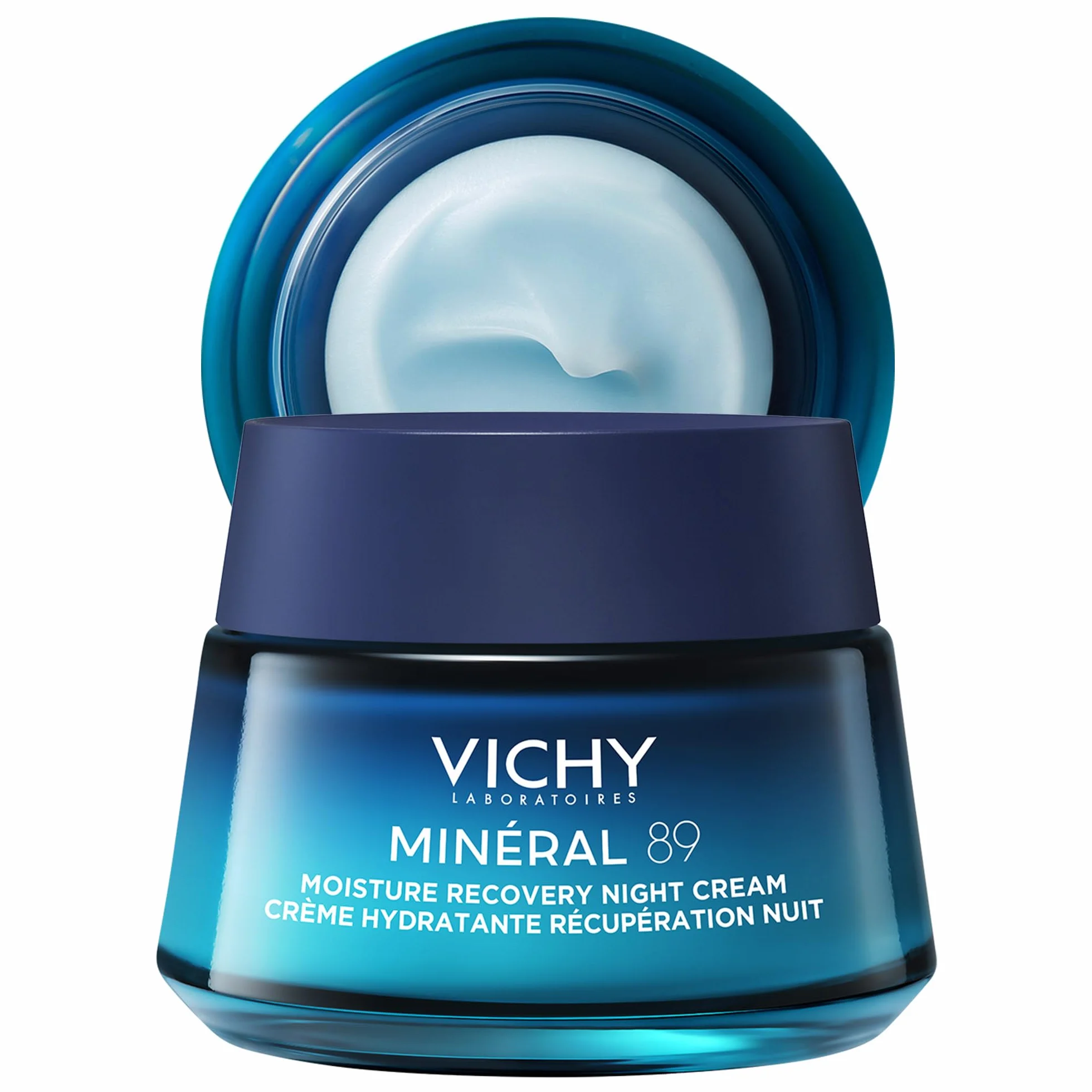 Vichy Minéral 89, Crema Notte Idratante, Per Tutti i Tipi di Pelle, Pelle Idratata e Rimpolpata, Barriera Cutanea Ricostituita, Con Acido Ialuronico, Vitamine B3 ed E, Minerali e Melatonina, 50 ml