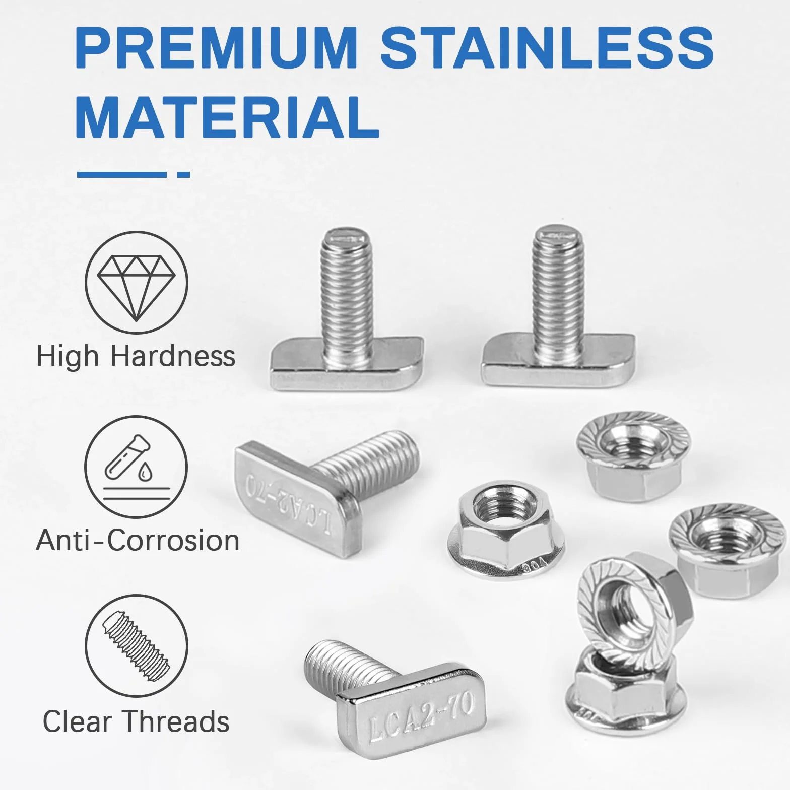 EXLECO Viti di Fissaggio a Testa a Martello M8x20 T Bolt Bullone Acciaio Inox per Moduli PV