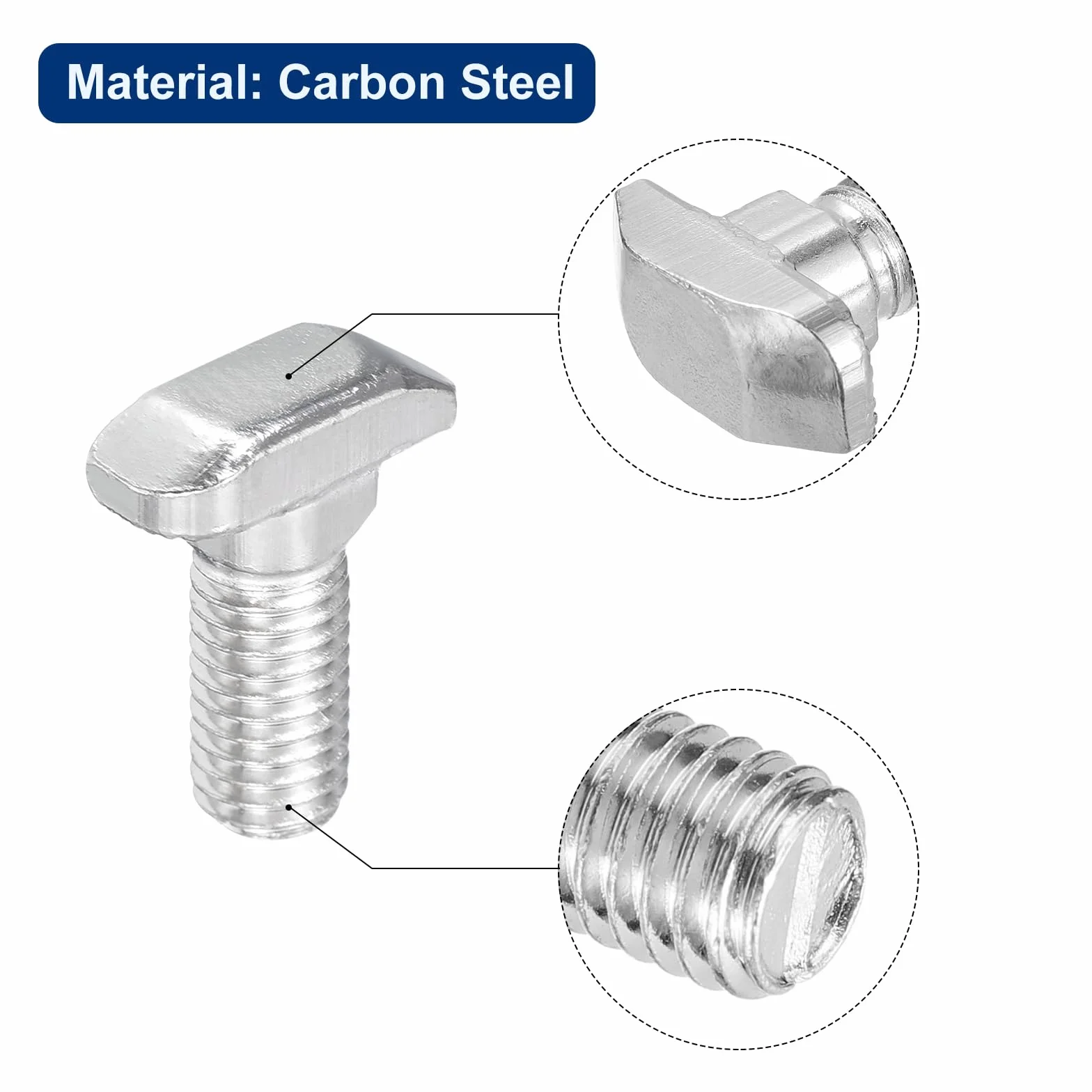 Bulloni a T-Slot M8 x 20mm per Profilo Alluminio Serie 4040, Acciaio Carbonio Nichelato, Argento, 40 Pezzi