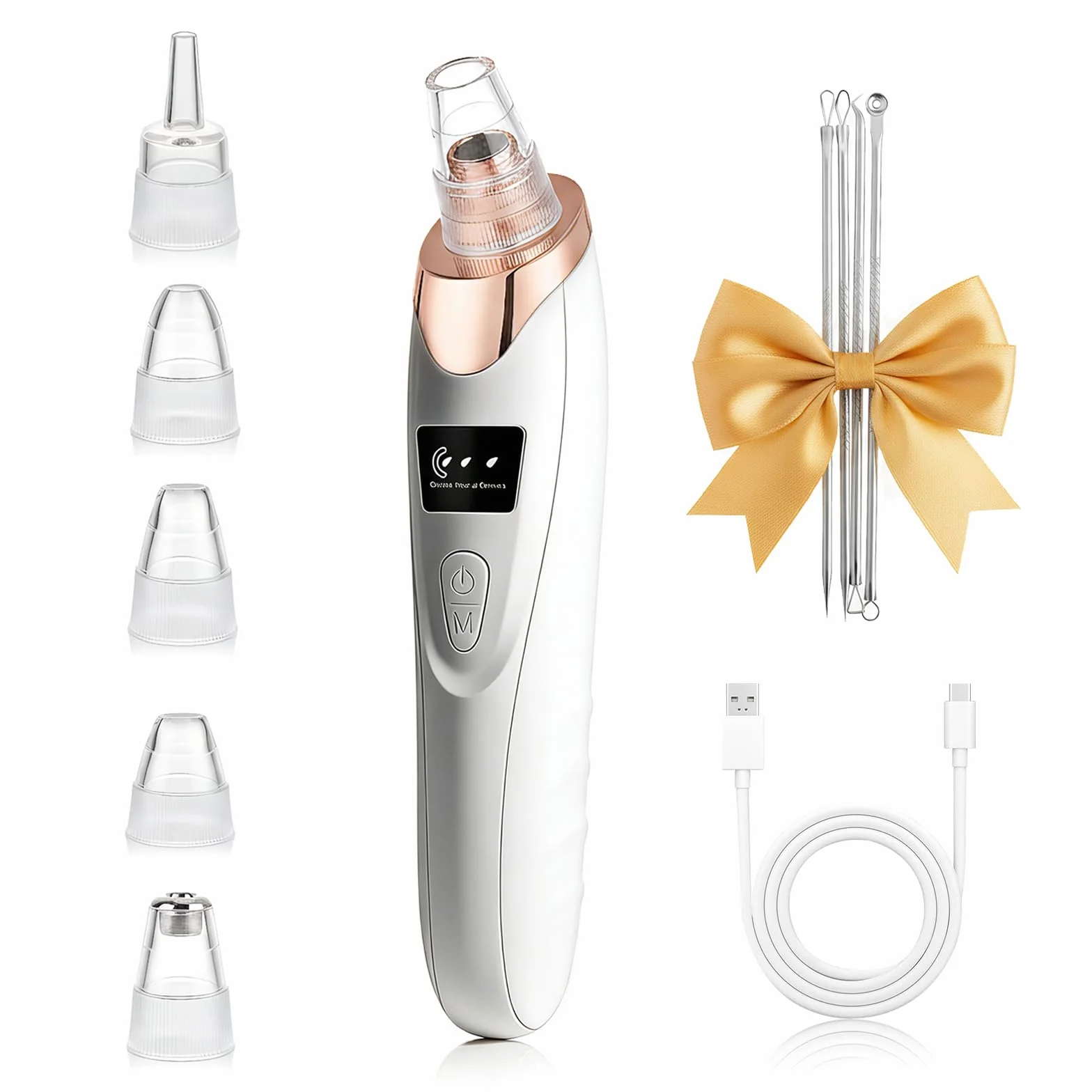 Aspiratore Punti Neri Professionale,Pulitore per Pori con 3 Livelli di Aspirazione e 4 Testine,Elettrico Comedone per Pulizia Viso e Rimozione Pori,Blackhead Remover Vacuum, per Tutti i Tipi di Pelle