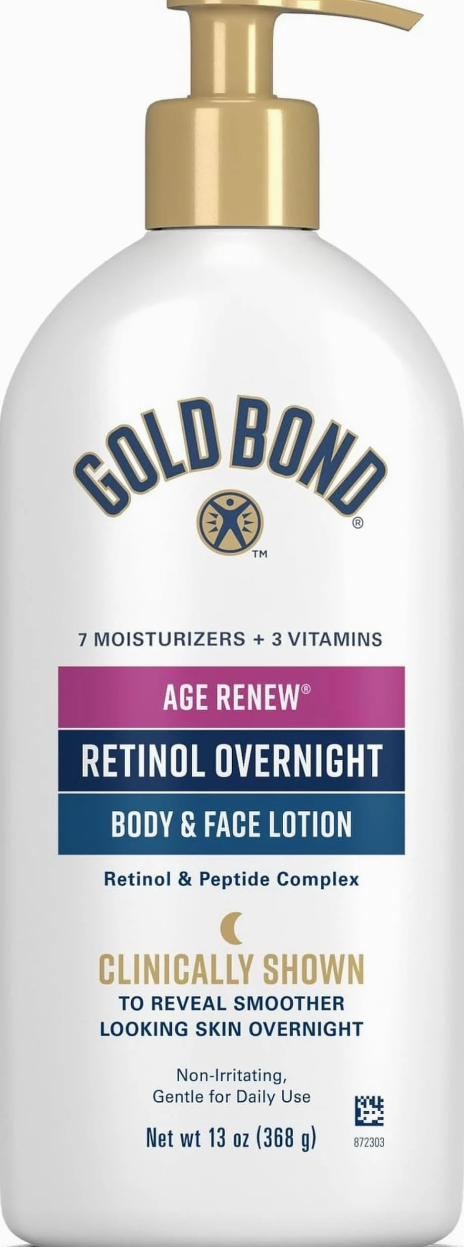 Gold Bond Age Renew Retinol Overnight Body & Face Lotion, con retinolo e complesso peptidico, 13 oz.