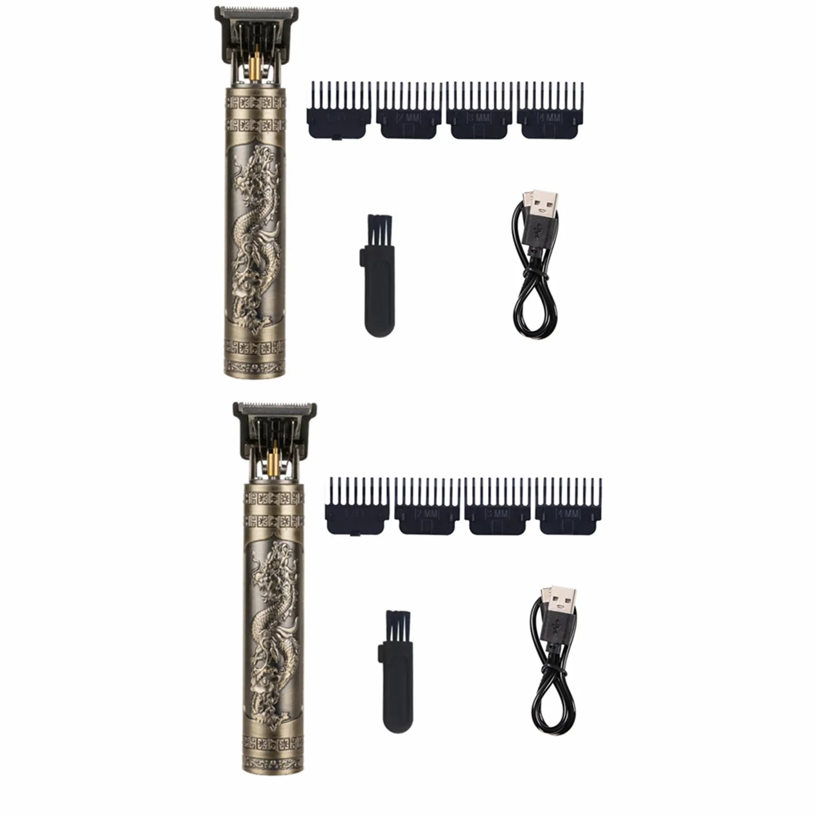 2X Rasoio per Taglio di Capelli per Uomo Ricarica Rasoio per Adulti Elettrico Vintage Clipper Rasoio per Casa Ricarica USB Barbiere A