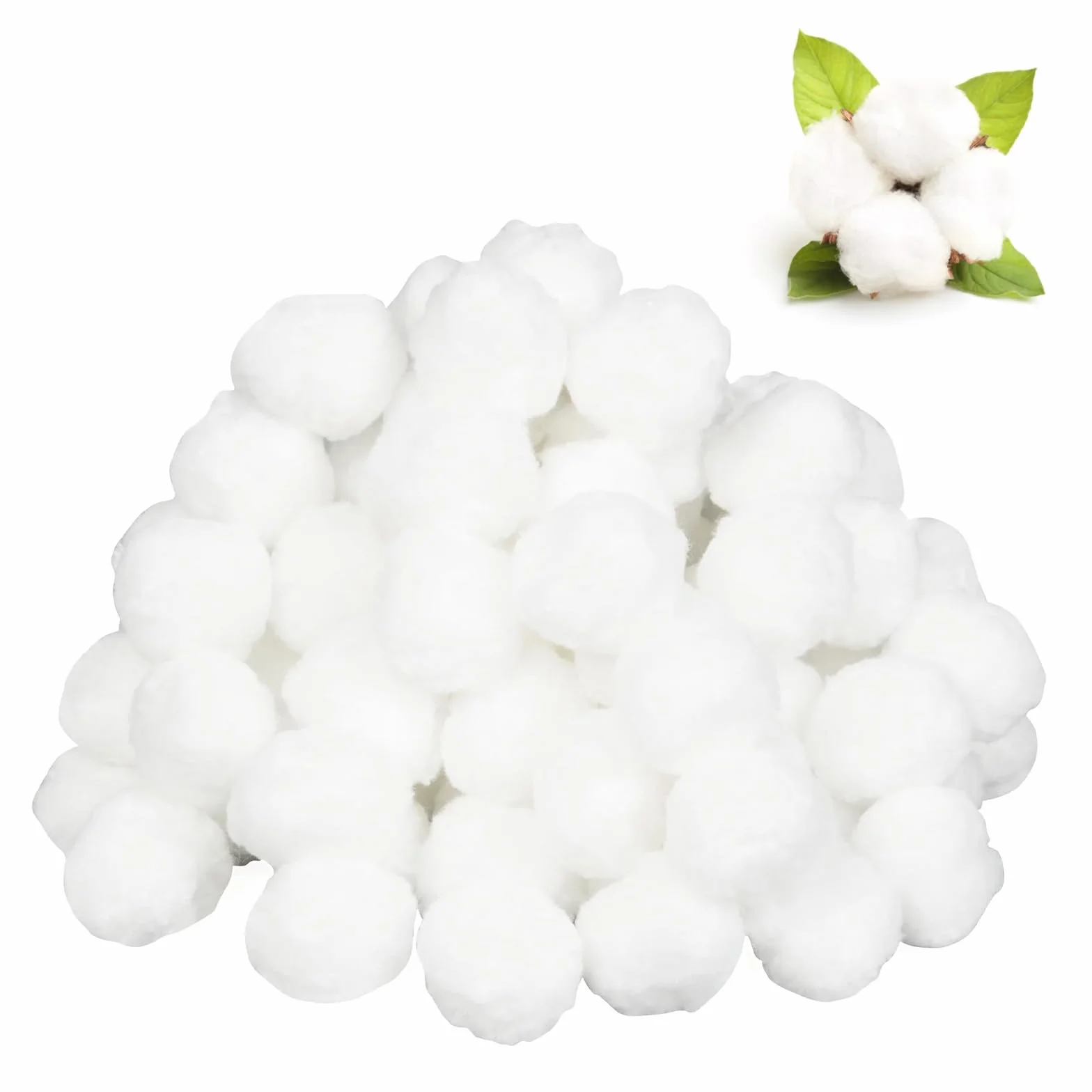 Batuffoli di Cotone Bianchi, Palline di Cotone per Trucco - 200 Pezzi