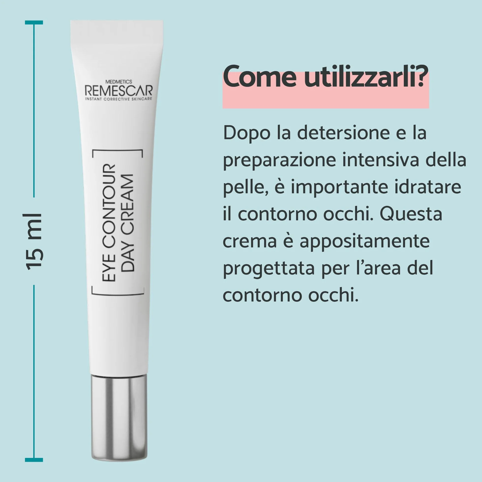 Remescar Crema Contorno Occhi 15ml – Antirughe e Anti-Età con Caffeina e Vitamina C – Riduce Borse, Occhiaie e Segni dell'Invecchiamento, Rimpolpa e Illumina la Pelle