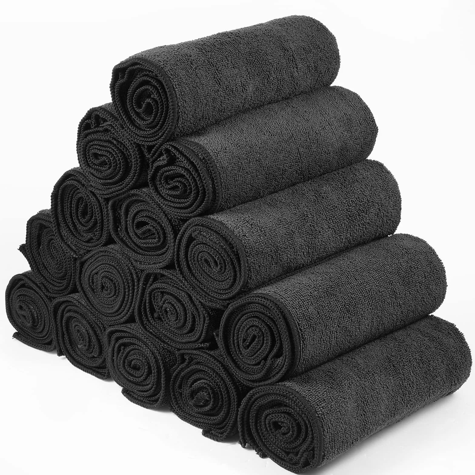 Confezione da 26 asciugamani da salone in microfibra nera per asciugare i capelli, a prova di candeggina, senza pelucchi, assorbenti, set di asciugamani per casa, hotel, bagno, salone, spa, palestra,