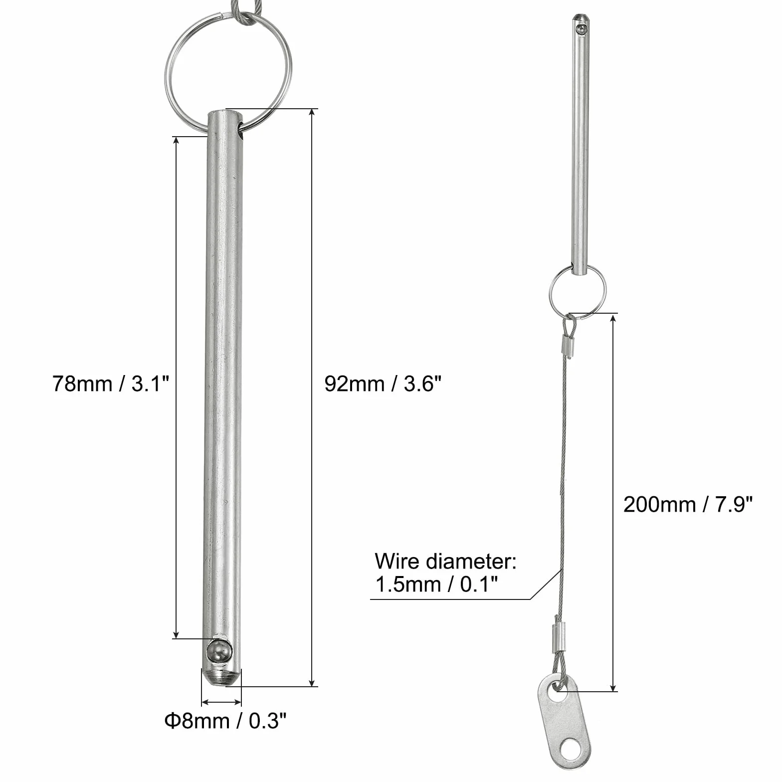 PATIKIL Perno a Sgancio Rapido, Diametro 5/16" (8mm), 2pcs, Acciaio al Carbonio, per Marine