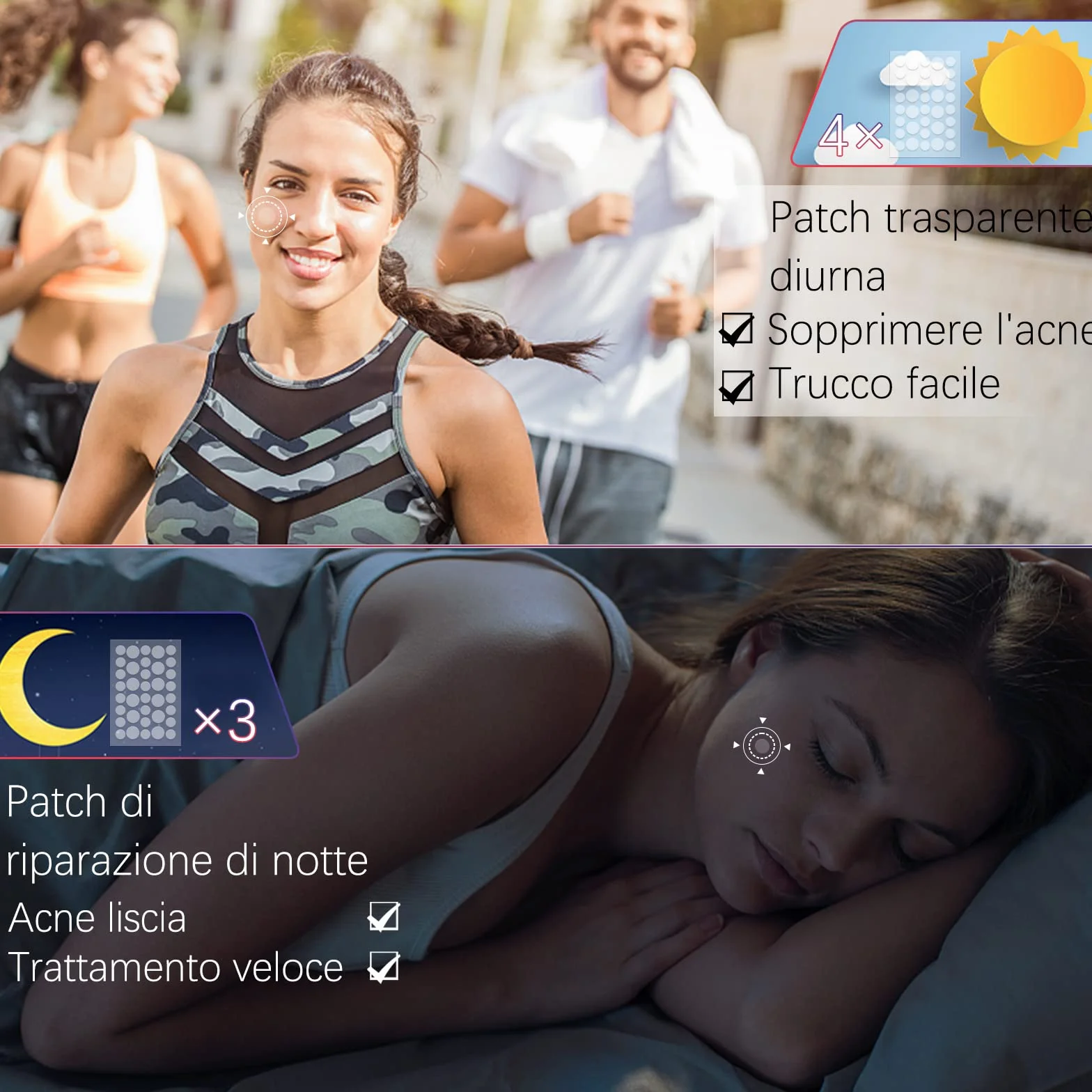 252 Pcs Cerotti Brufoli, 2 In 1 Giorno e Notte Uso Invisibile Naturale Idrocolloide Patch Brufoli, Hydrocolloid Acne Pimple Patch per Il Viso