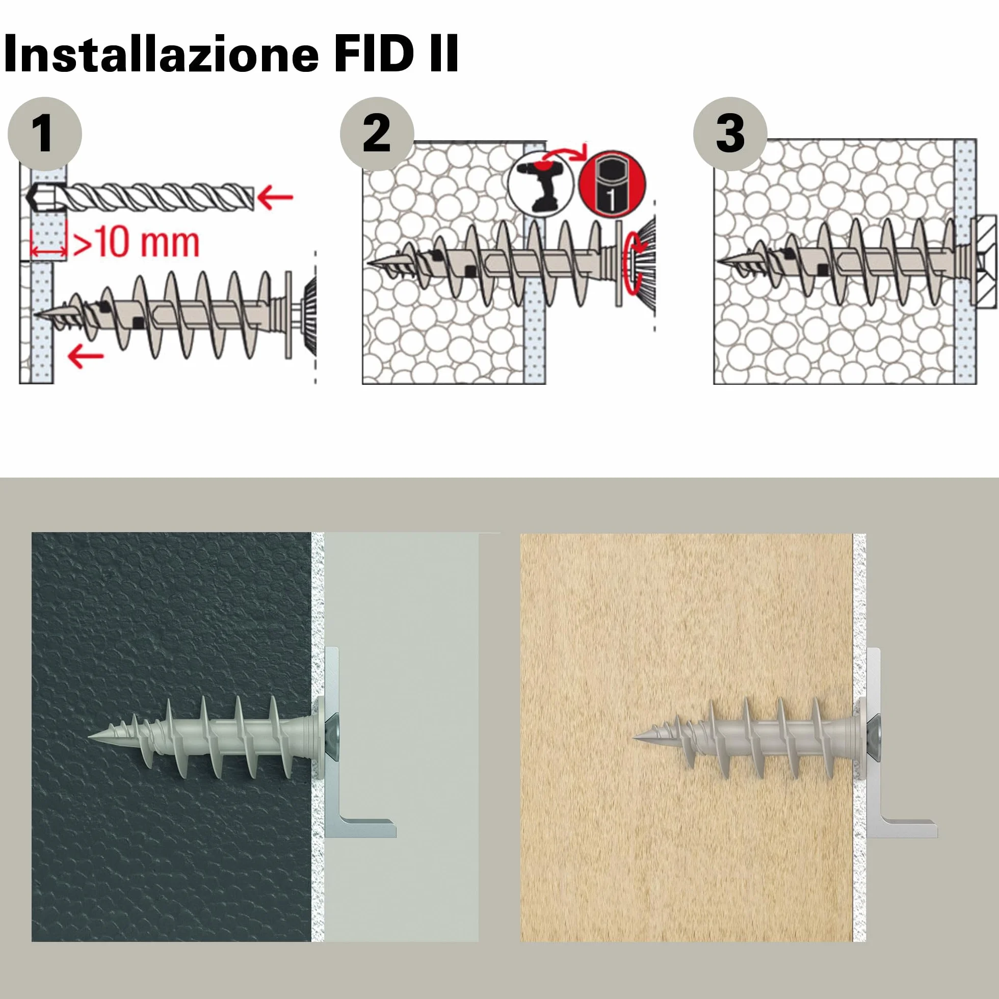 Fischer FID II 50 mm 4x Tasselli con Vite per Cappotto Isolanti