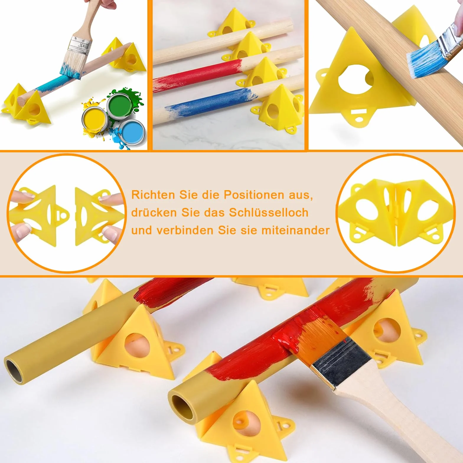 Supporti a Piramide per Pittore 40 Pezzi Giallo Cono Tela Triangolo di Vernice Alzateper Ante Supporto Pittura Perforata Legno Mobili Stand Porta Dell'armadio