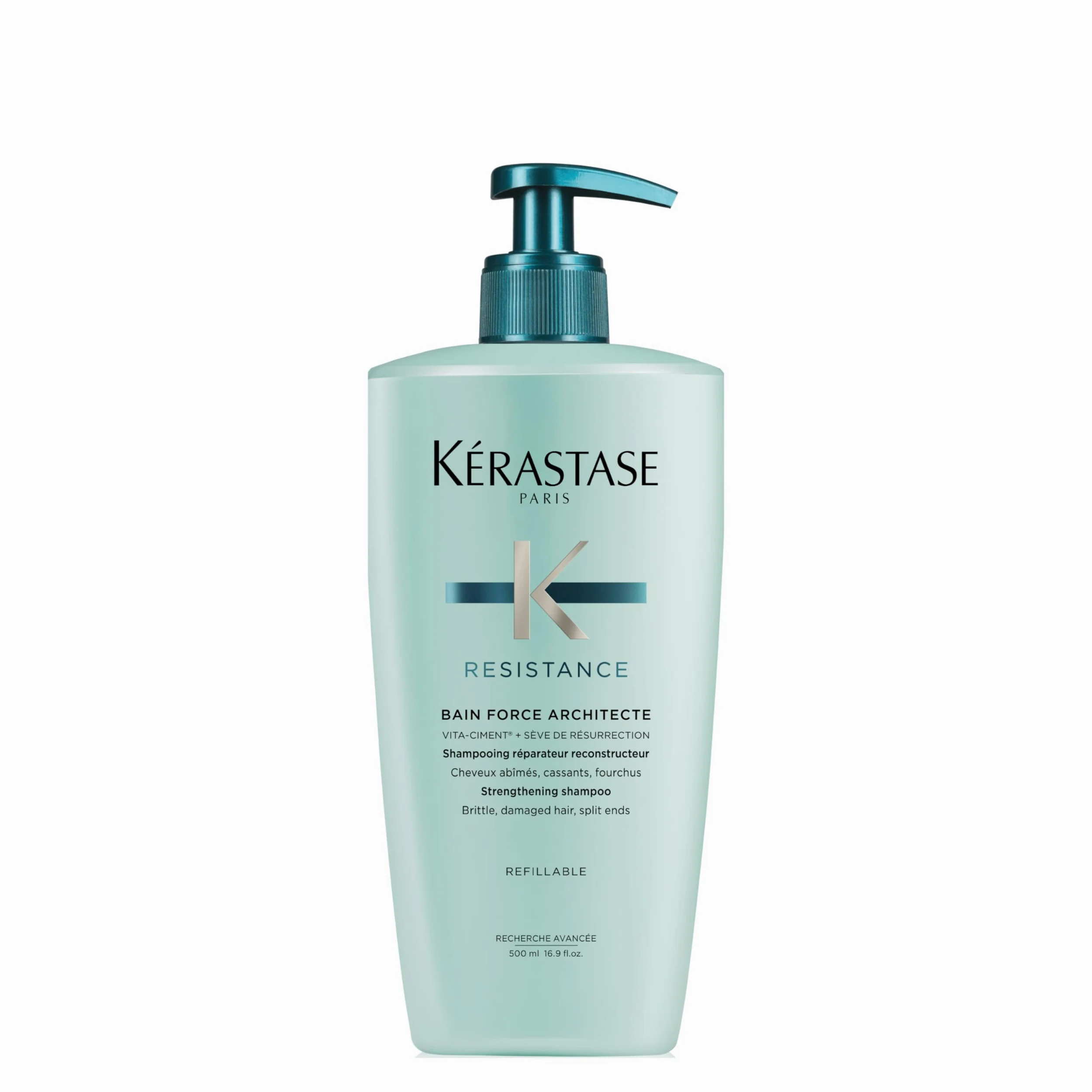 Kérastase, Resistance, Shampoo Professionale Fortificante per Capelli Fragili, Capelli Morbidi e Luminosi, Con Complesso Pro-Keratina e Ceramidi, Bain Force Architecte