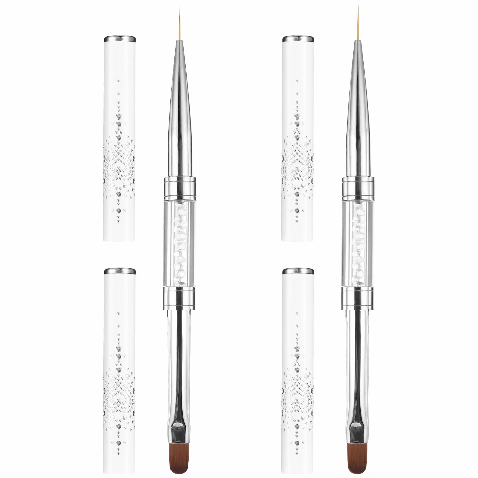 cobee 2 pennelli a doppia punta francese in gel duro, pennello gel costruttore unghie, pennello liner per design professionale nail art