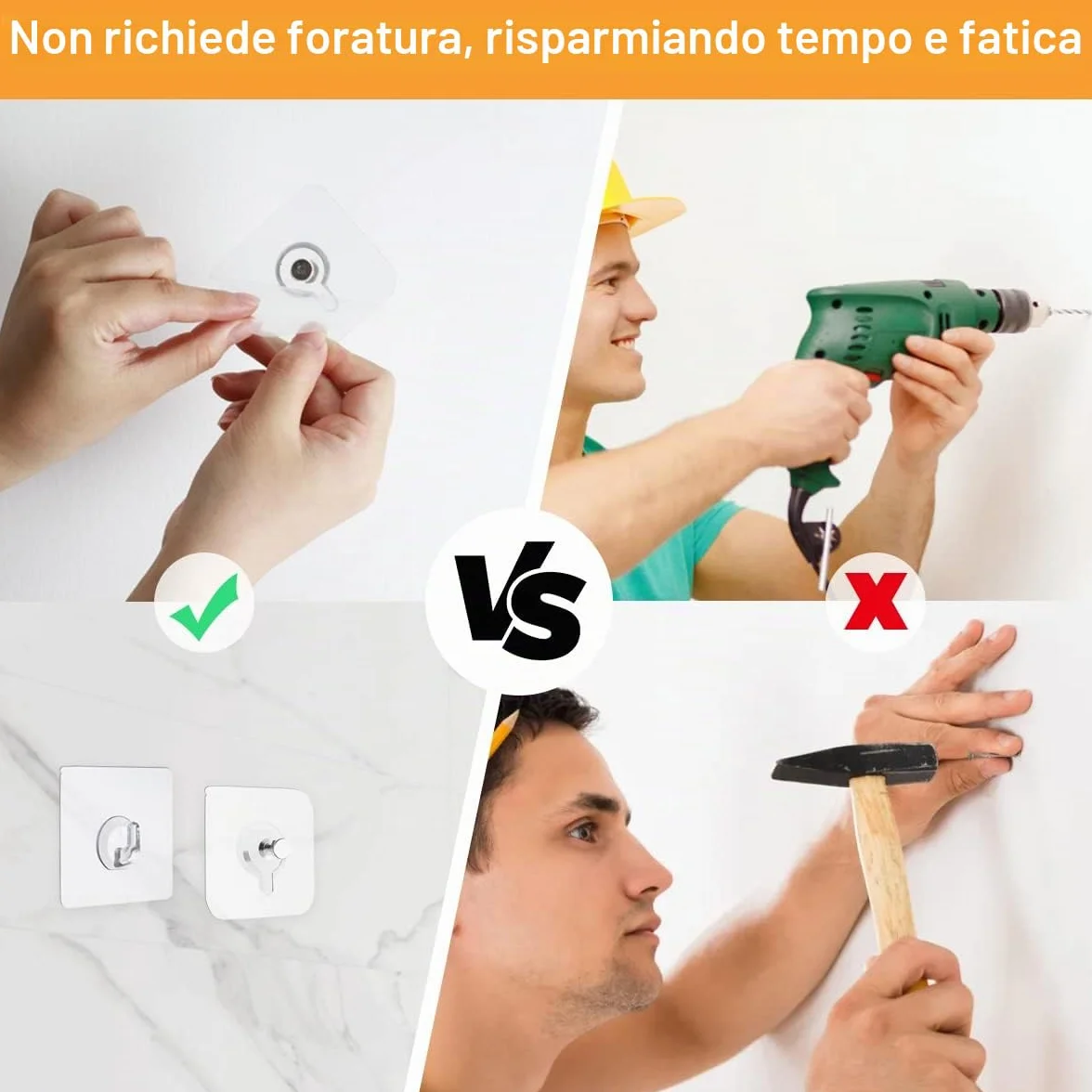 Ganci autoadesivi trasparenti 30 pezzi carico massimo 5 kg per quadri poster foto