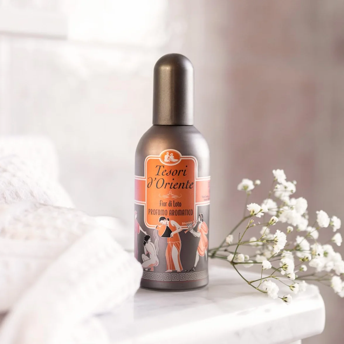 Tesori d'Oriente - Profumo Aromatico Fior di Loto, dalla Fragranza Fresca e Avvolgente, Note di Arancia, Rosa, Mughetto e Vaniglia, 100ml