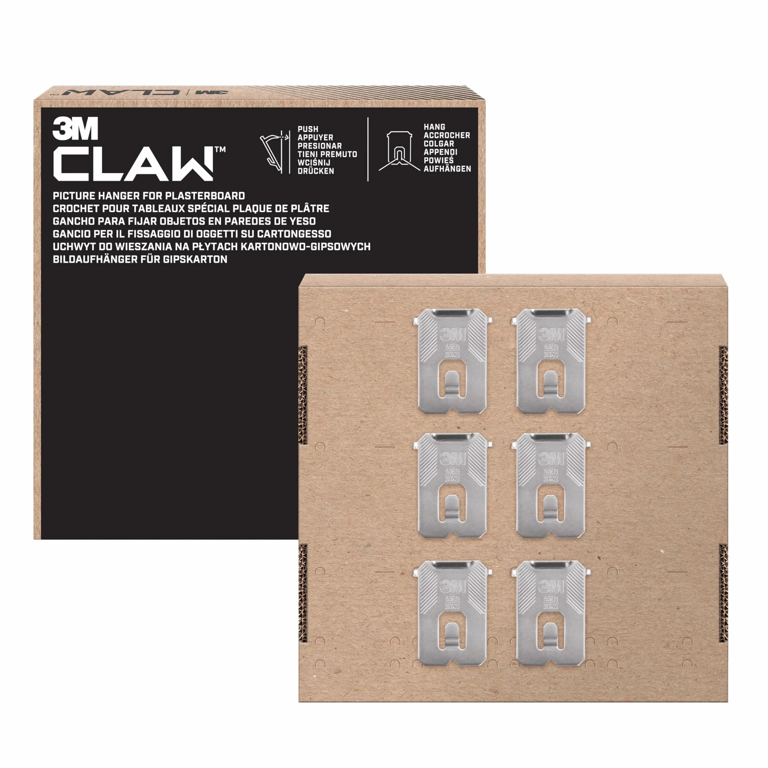 3M CLAW Ganci per Cartongesso, Confezione da 6 - Sostiene fino a 20 kg