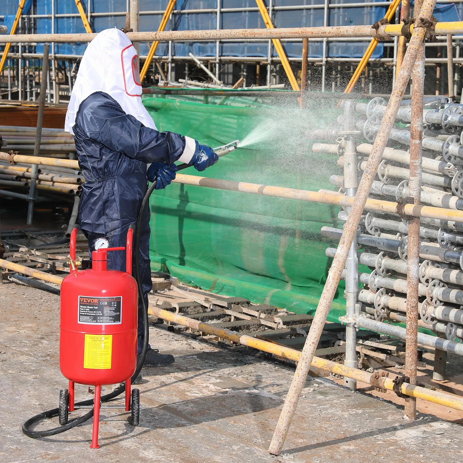 VEVOR Sabbiatrice da 40 Litri 10 Galloni con Ugello in Ceramica Manometro e Ruote in Gomma