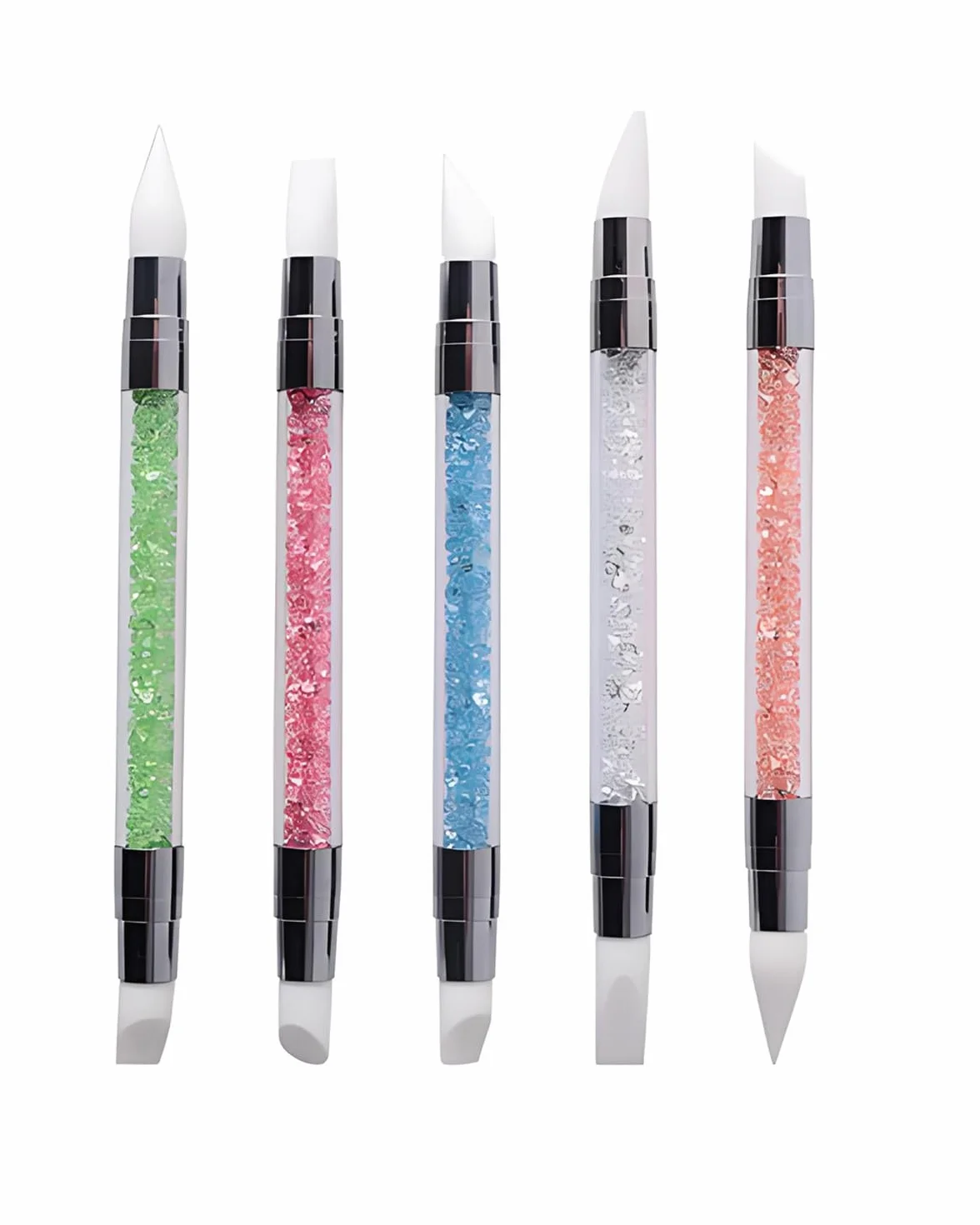5 Pezzi Pennelli in Silicone per Unghie, Silicone Nail Art Sculpture Pen, Pennelli in Nail Gel Scultura Penna Matita Strumento Per Unghie Art Design Decorazione Kit