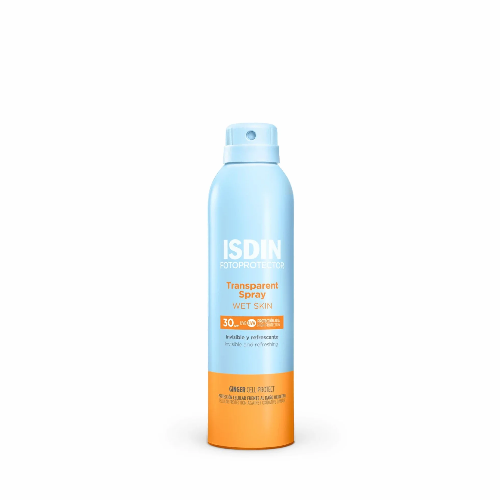 ISDIN Transparent Spray Wet Skin SPF 30 (250ml) | Protezione Solare Spray per il Corpo | Invisibile ed Efficace sulla Pelle Bagnata | Leggero e a Rapido Assorbimento