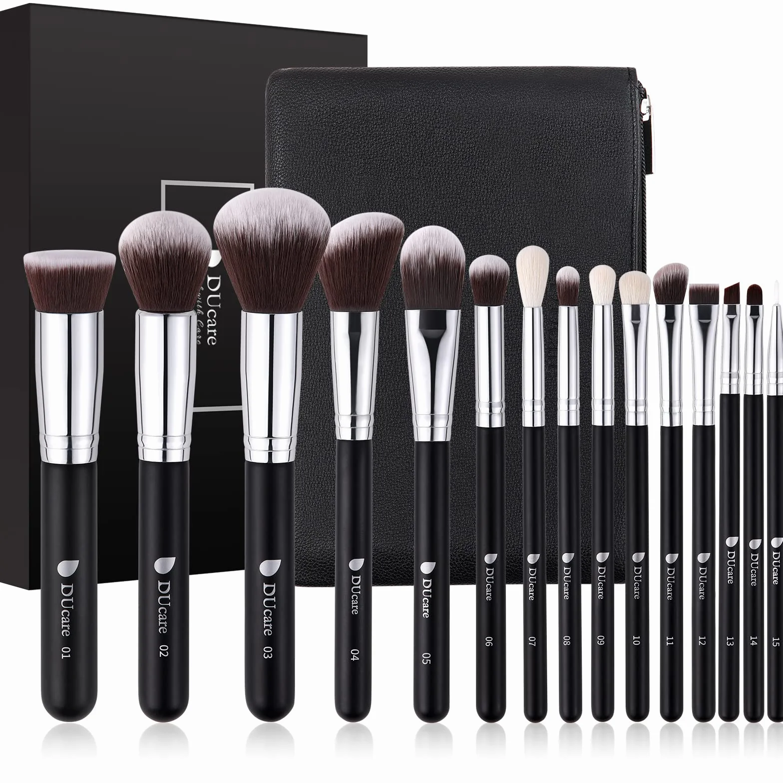 DUcare Pennelli Make Up Set 15Pcs Pennelli Trucco Professionali Set di pennelli da trucco con del sacchetto Case