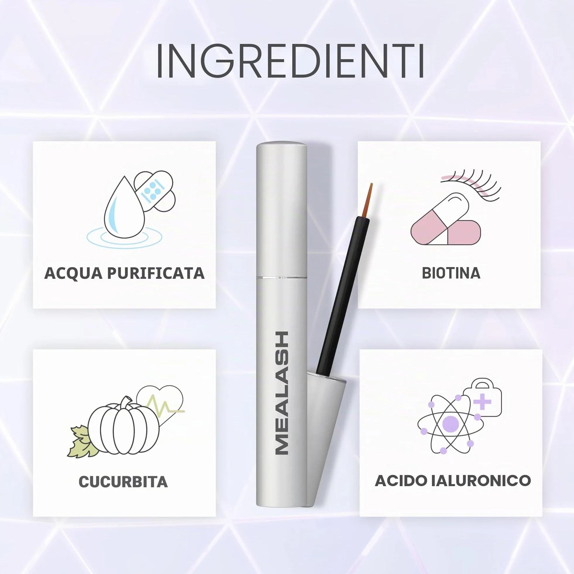 MEALASH Siero Ciglia Allungante | Siero Nutriente per Ciglia Visibilmente Più Lunghe, Folte e Spesse | Con Biotina, Acido Ialuronico e Peptidi | Trattamento Rinforzante Naturale | Plastimea
