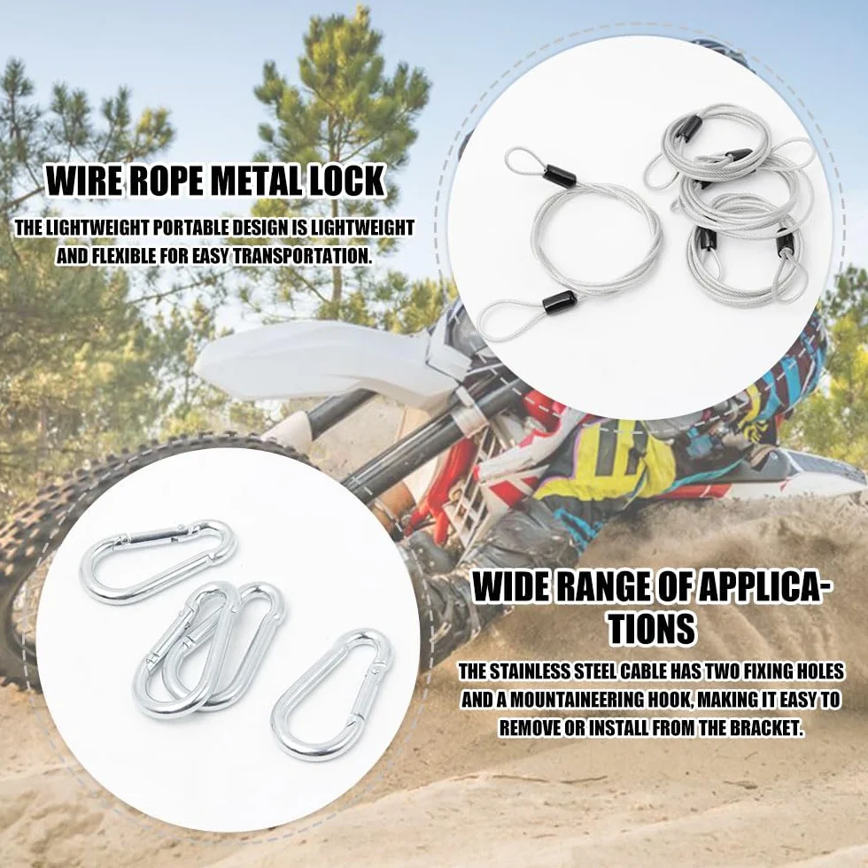 Cavo di Sicurezza in Acciaio Inox 1m x 2.5mm 4 Pezzi per Mobili da Giardino, Bicicletta