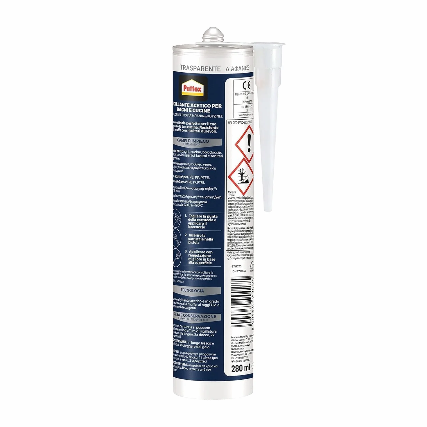 Pattex Silikonowe Uszczelniacze i Pistolety Henkel 1495055, Przezroczyste