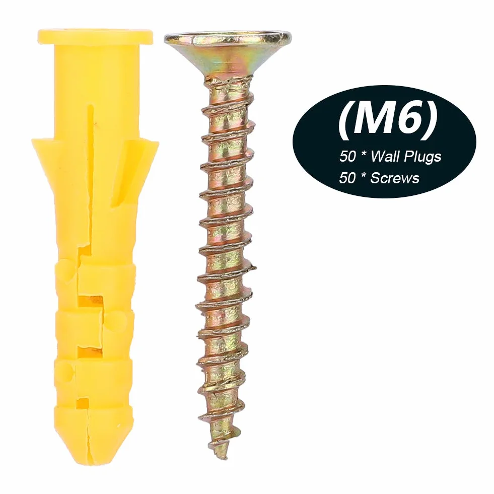 Kit Hardware Auto Tocco Spina Parete Espansione Ancora Plastica Φ6mm 50 pezzi Cemento Mattoni