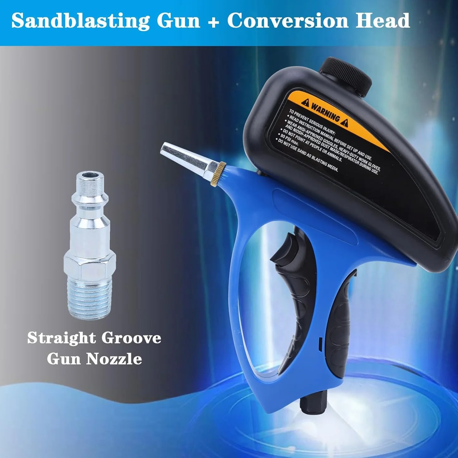Sabbiatrice Pneumatica in Acciaio Inox con Impugnatura Antiscivolo per Sabbiatura di Vetro