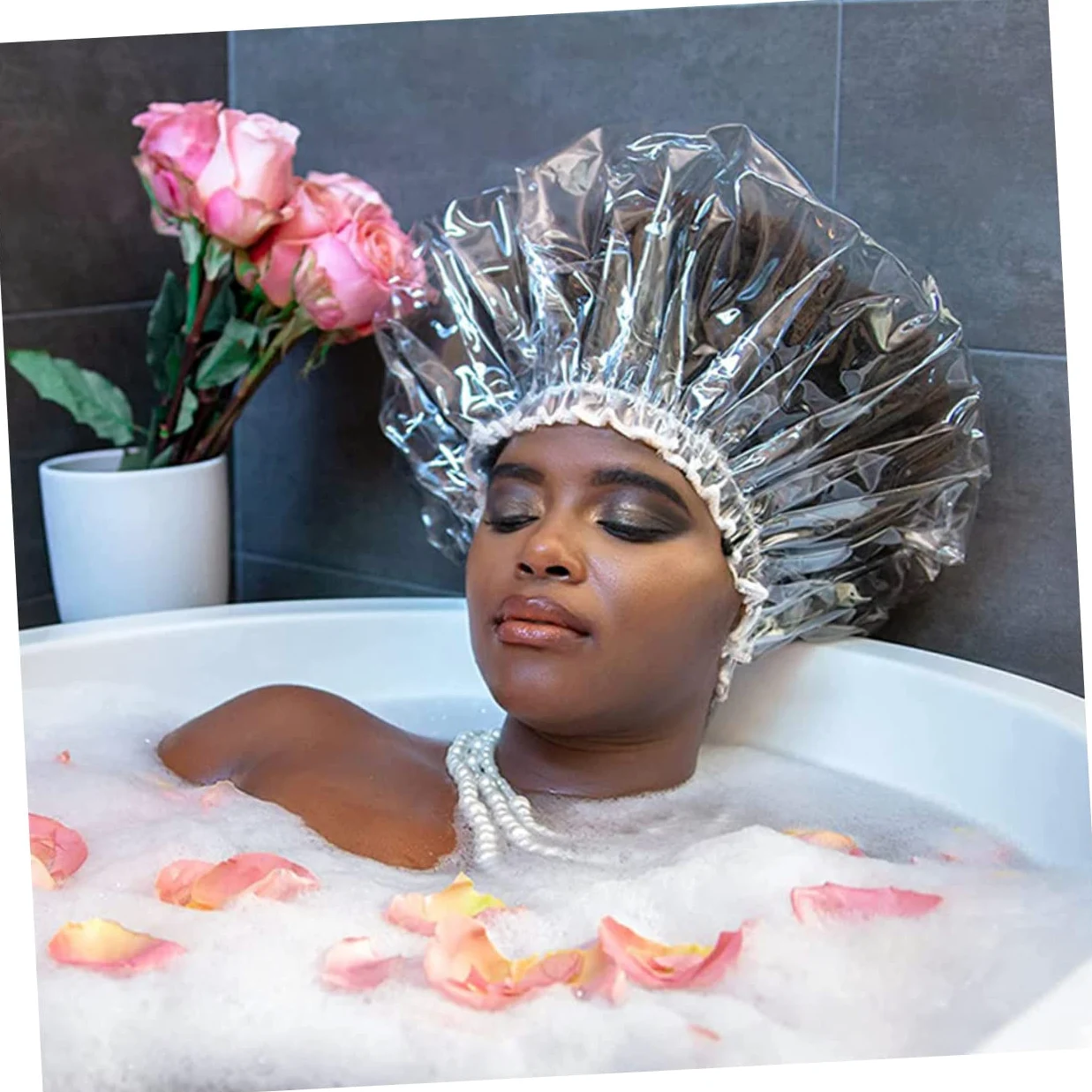 5pezzi Doccia Impermeabili Unisex Per Lunghi Cuffie Regolabili Per Adulti e Multifunctional Per Spa e Della