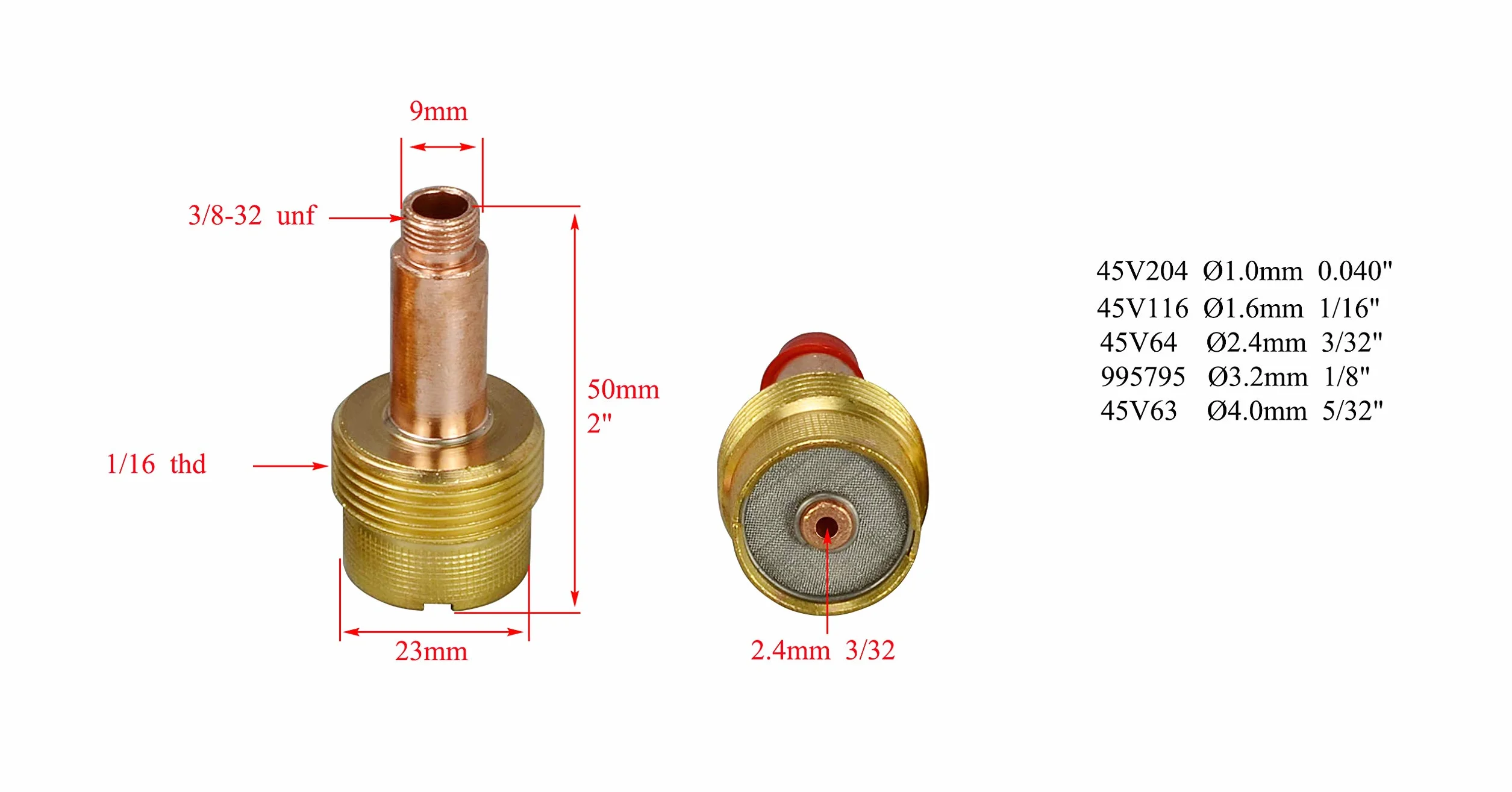 RIVERWELD 9 lenti per gas TIG 45V64 10N24 54N63 ugello isolante tazza ceramica 53N87 53N88 Kit saldatura TIG WP 17 18 26