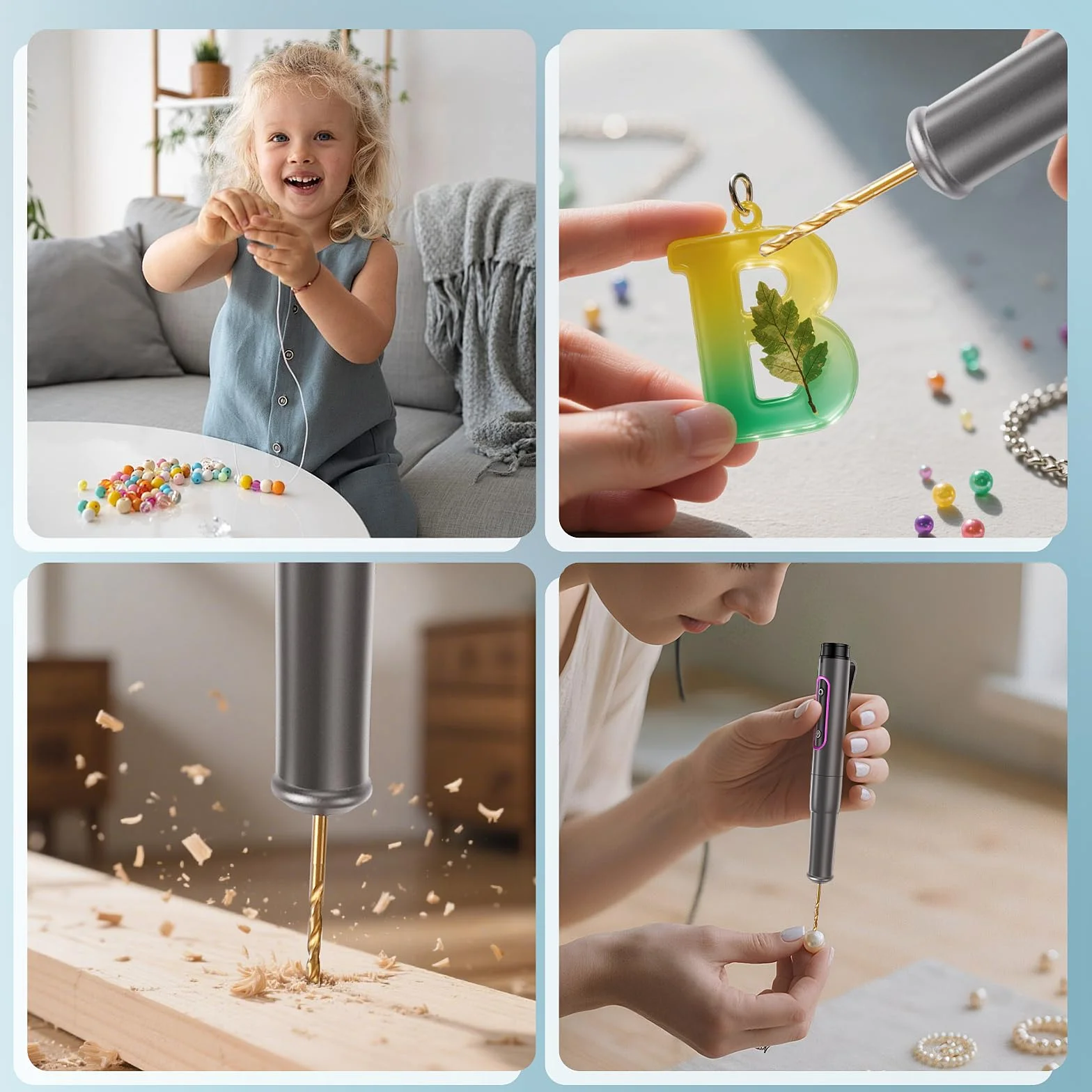Comius Sharp Mini Trapano Elettrico USB Ricaricabile DIY Drill Pen Set 10 Punte Elicoidali 0.6-2.2 mm per Resina Plastica Legno Circuiti