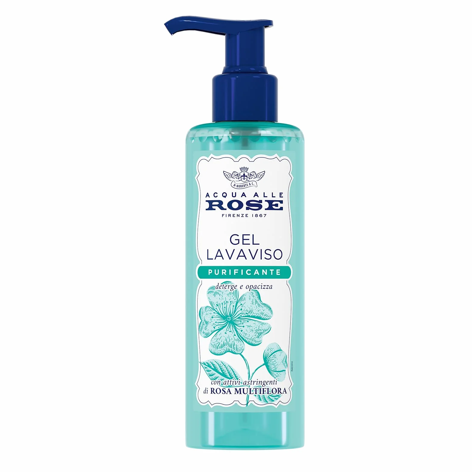 Acqua alle Rose, Gel Lavaviso Purificante con Attivi Astringenti di Rosa Multiflora, Detergente Viso per Pelli Miste o con Imperfezioni, Deterge, Purifica e Opacizza, Uso Quotidiano, 200 ml