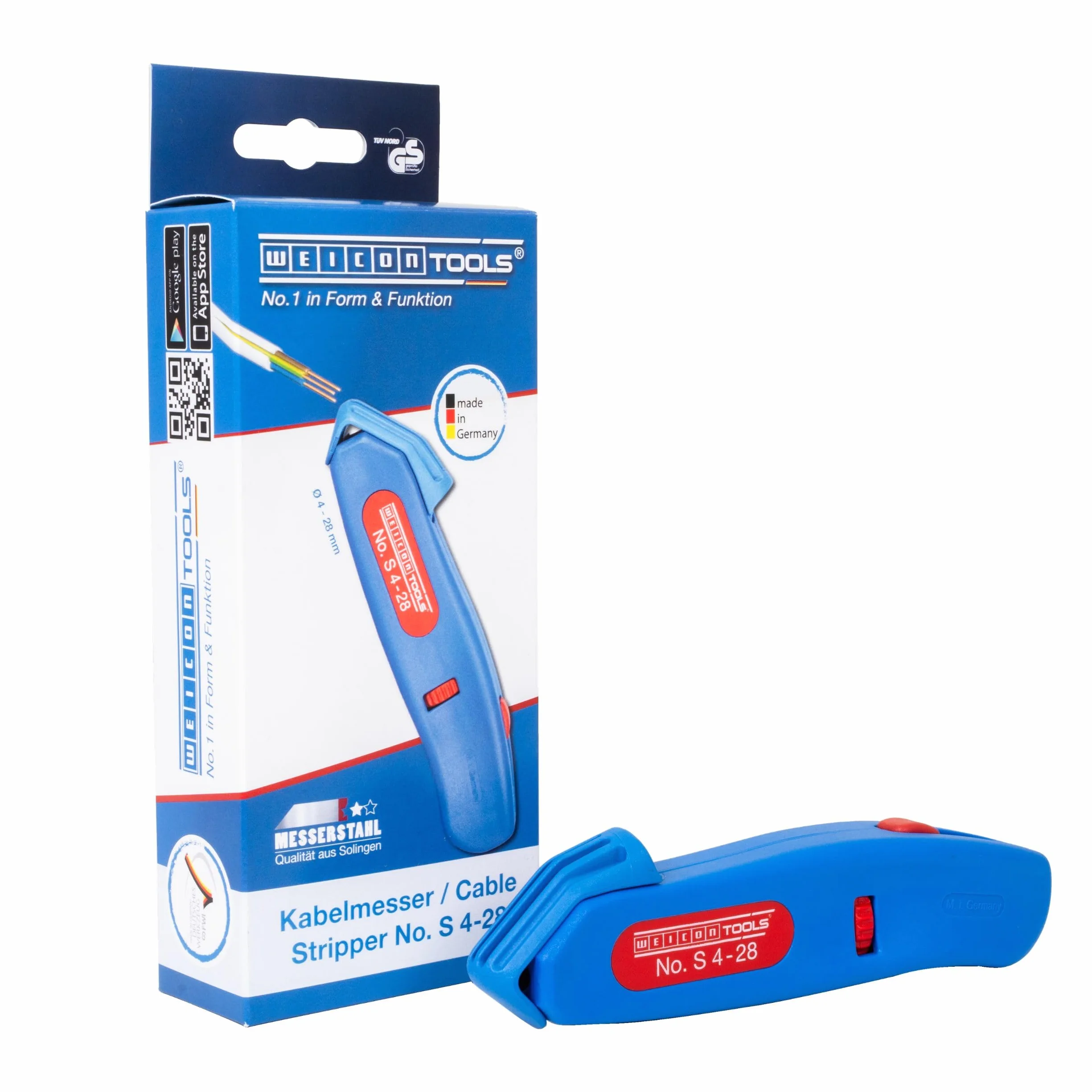 WEICON TOOLS Coltello per cavi S 4-28 | Campo di spelatura 4-28 mm con lama a gancio retrattile