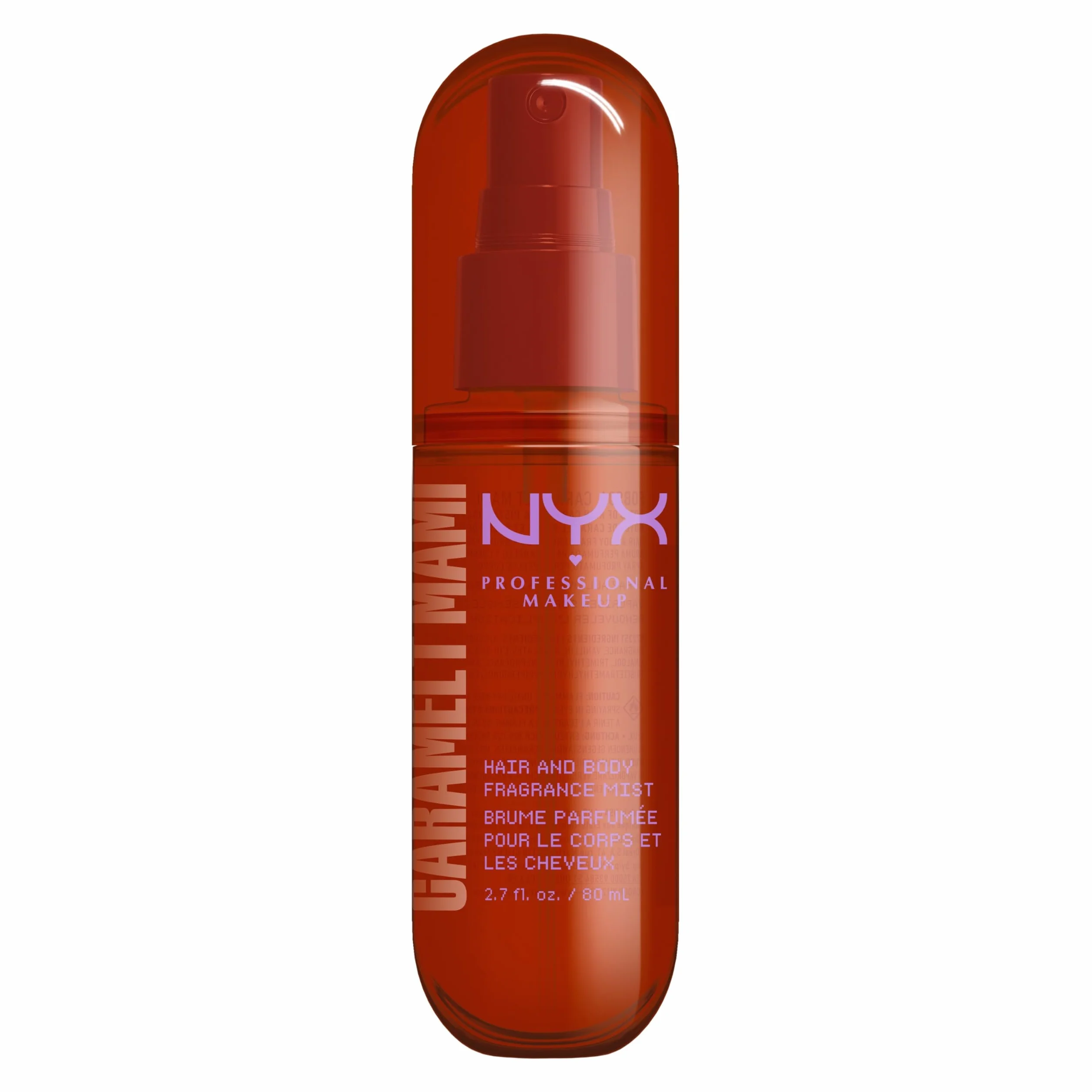 NYX Professional Makeup Fat Oil Body Mist Spray Corpo e Capelli, Fragranza Intensa, Effetto Avvolgente, Al profumo di Caramello e Pistacchio, Caramelt Mami,80 ml