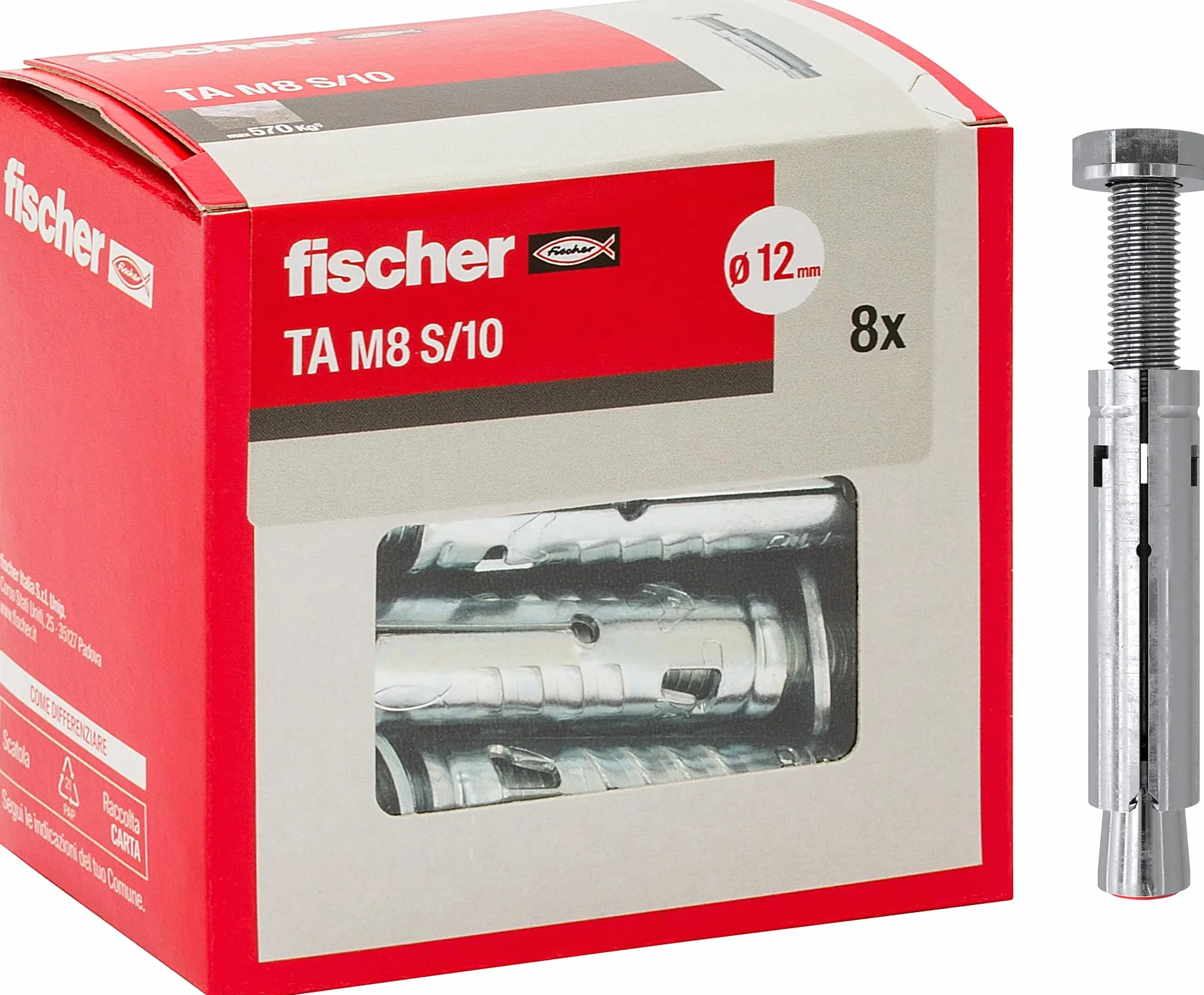 Fischer TA M8 Tasselli in Acciaio 12 mm Bulloni di Espansione 8 Pz