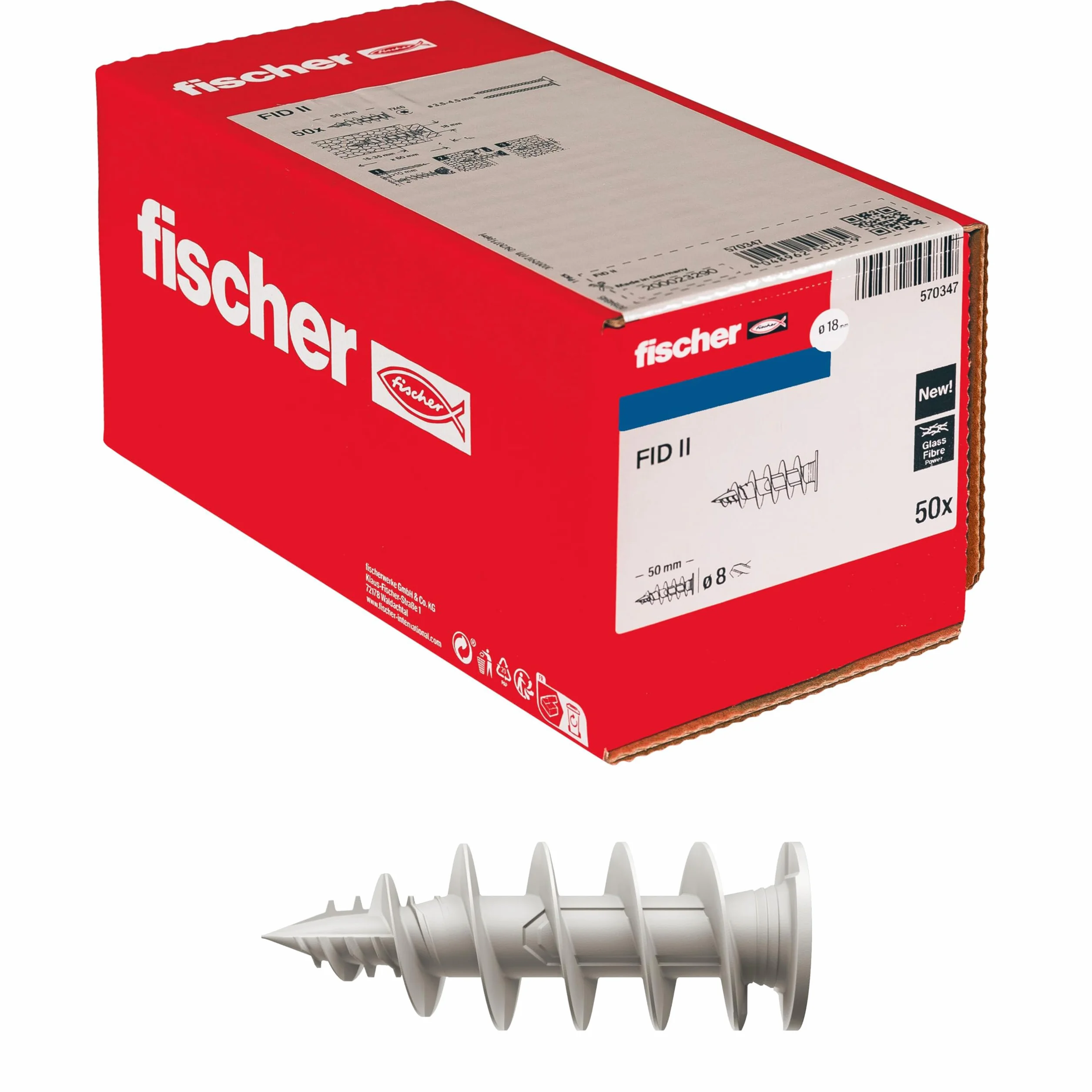 Fischer FID II 50 mm Tasselli per Cappotto Isolanti Fissaggio Carichi Leggeri