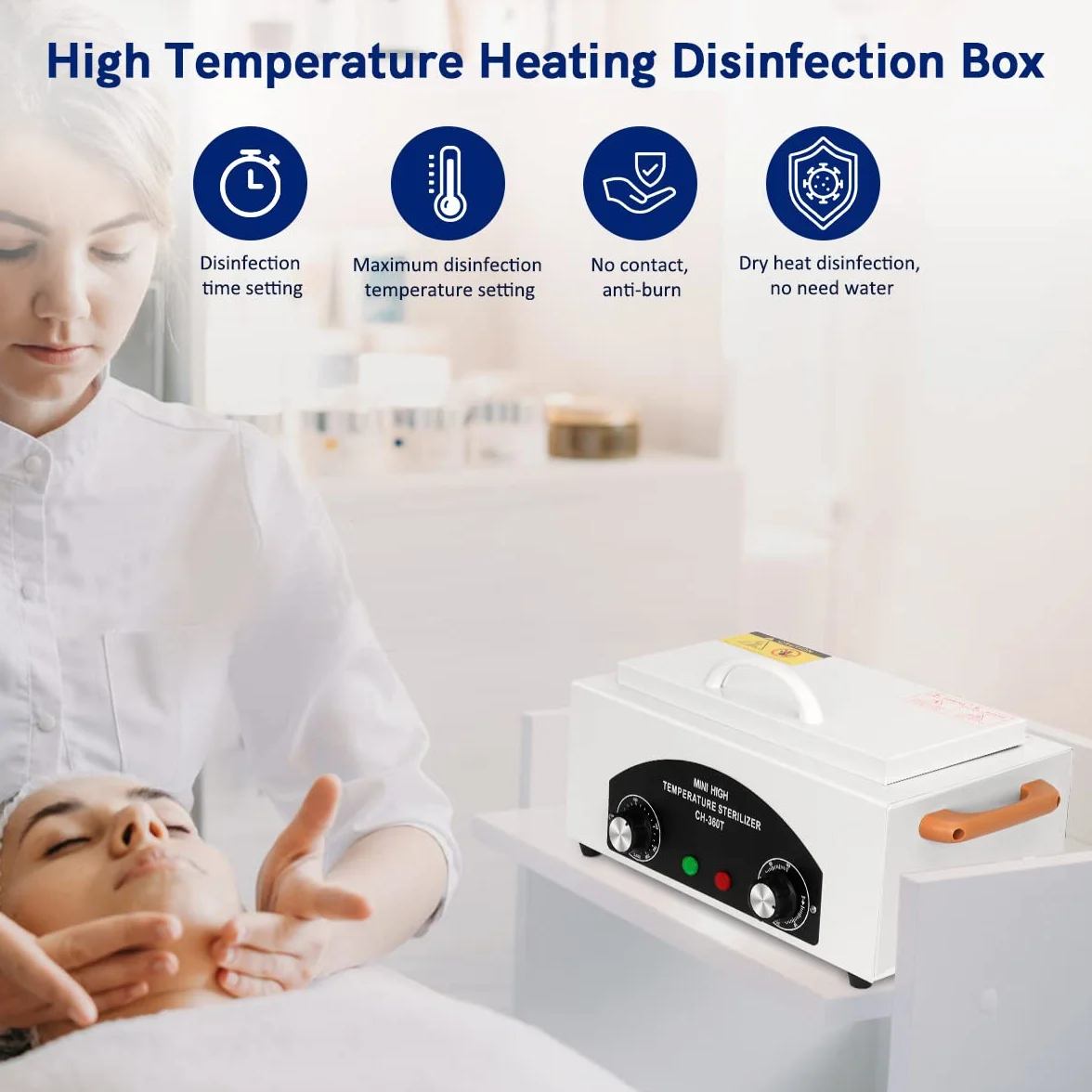 Xverycan 300W Sterilizzatore ad aria calda Disinfezione, 200℃ Sterilizzatore a calore secco ad alta temperatura, piccoli sterilizzatori per strumenti per unghie