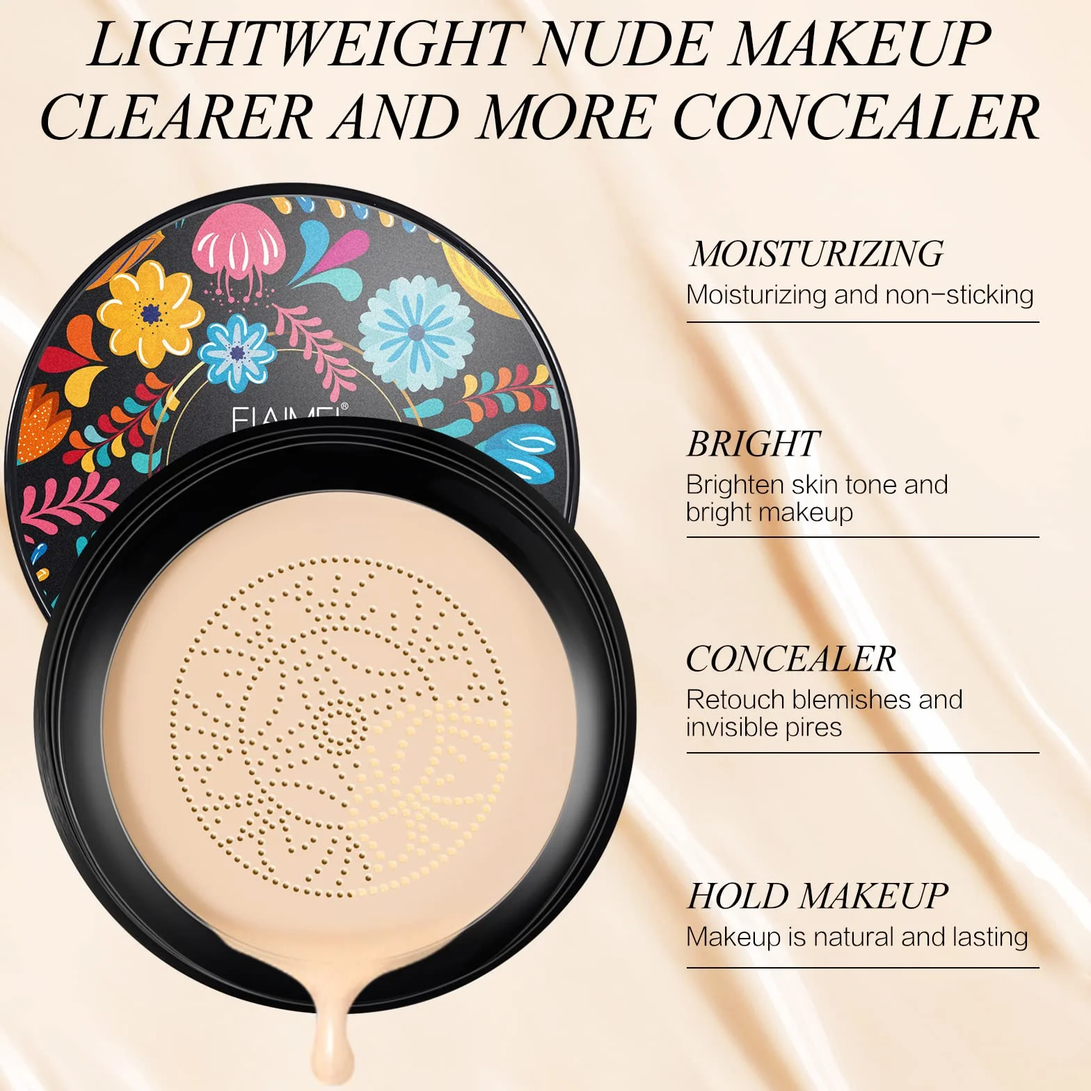 Fondotinta CC Crema con Fungo Testa D'aria Cuscino BB Crema Mushroom Head Air Cushion CC Cream per Trucco impeccabile, Anche Tonalità Della Pelle (Naturale)